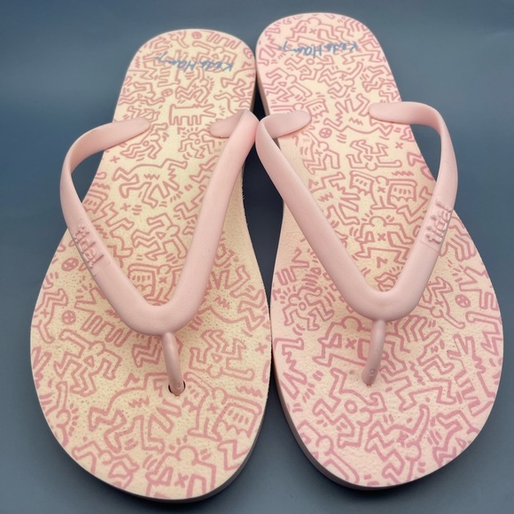 Tidal New York Comfortable Flip Flop Sandals - Keith Haring, Pink, Size 6, EUC - Picture 6 of 6